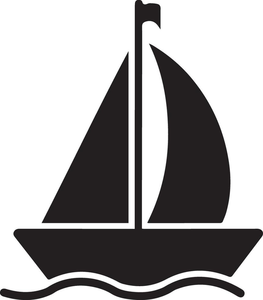 minimal Sailboat icon vector art illustration black color, black color silhouette, white background
