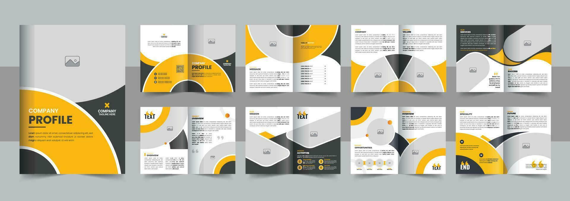 Company profile brochure template cover layout design, minimal business portfolio brochure design, annual report, 16 page minimalist flat geometric business brochure design vector