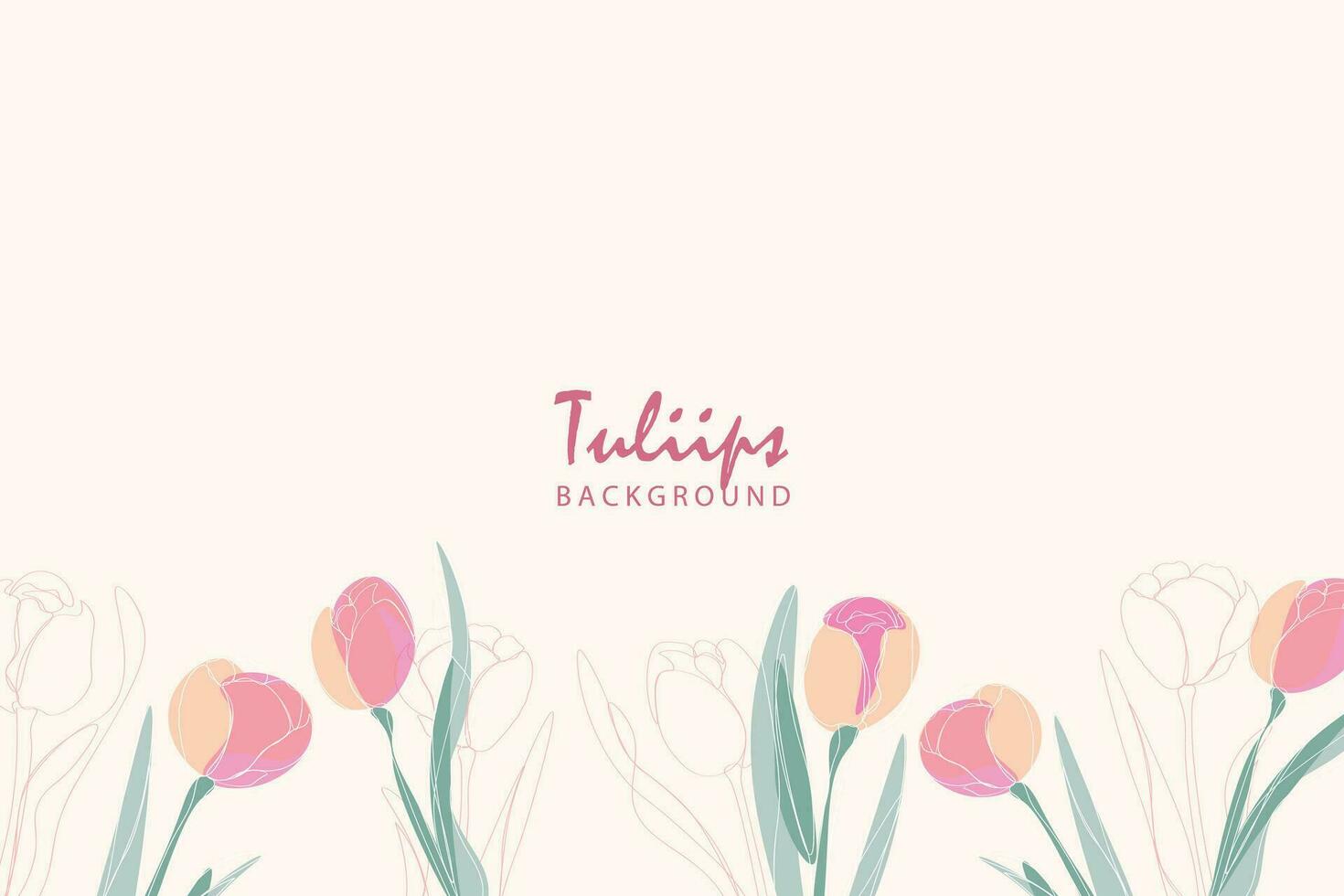 Tulips line arts background vector