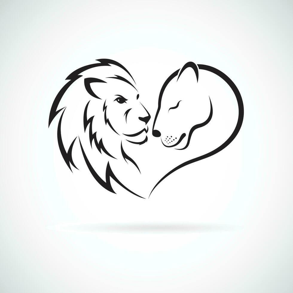 masculino león y hembra león diseño en blanco antecedentes. salvaje animales león logo o icono. fácil editable en capas vector ilustración.