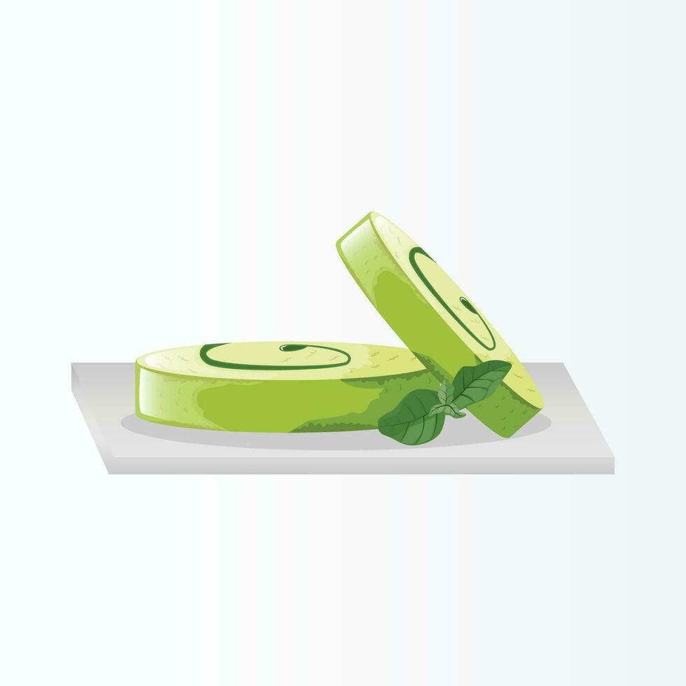 Green roll cake vector illustration