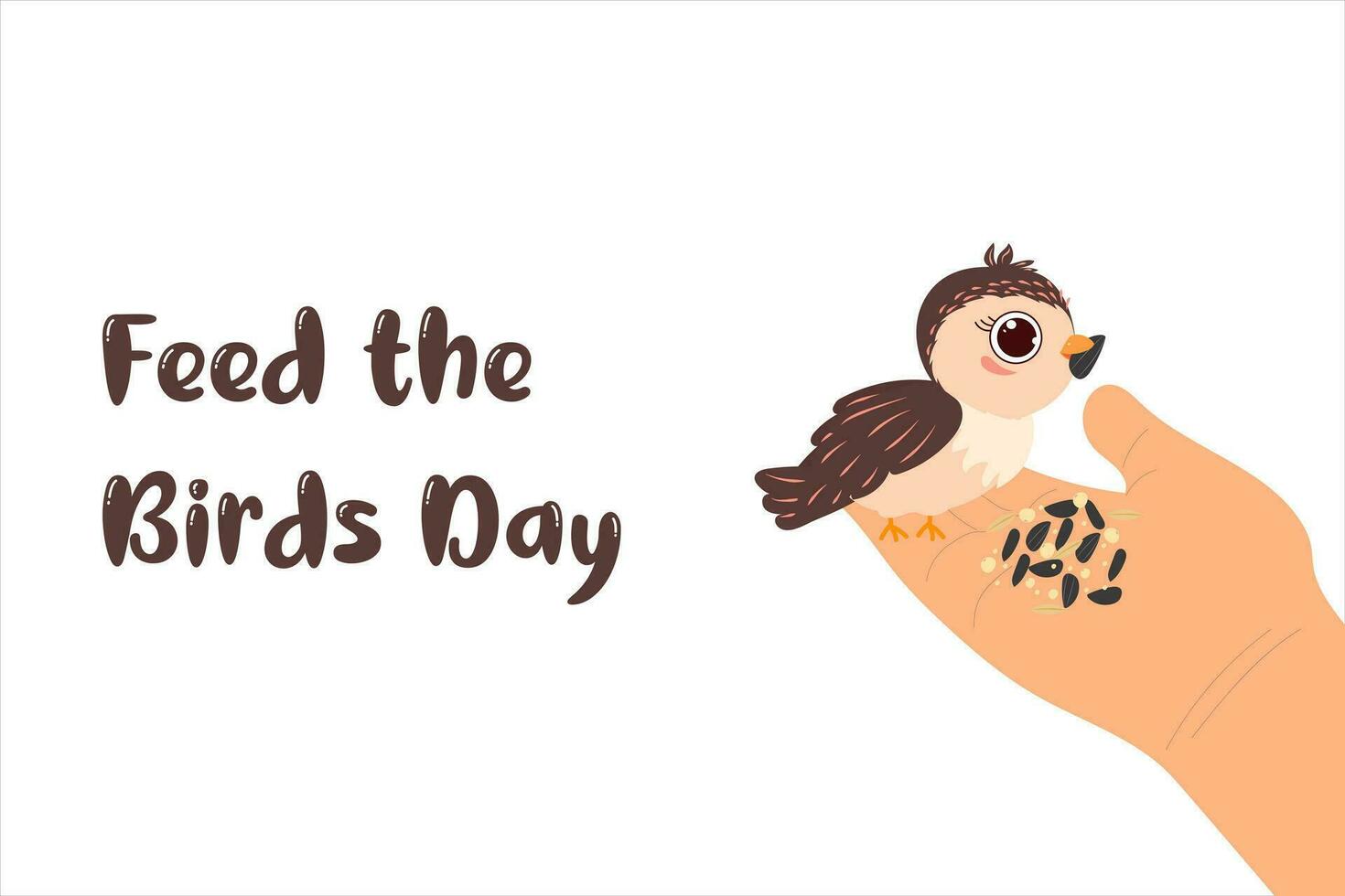 Feed the Birds Day. Cute bird on white. abstract background. Poster, banner, card, background. vector