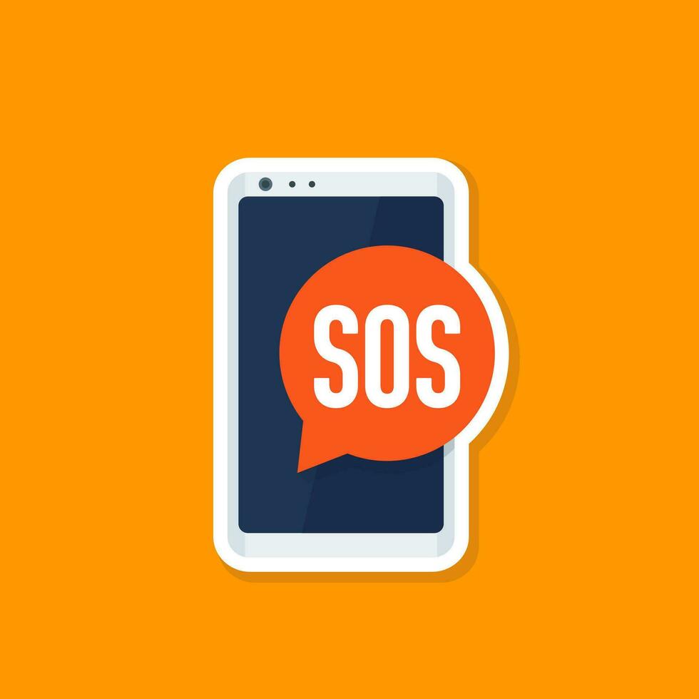 SOS message in a phone vector icon