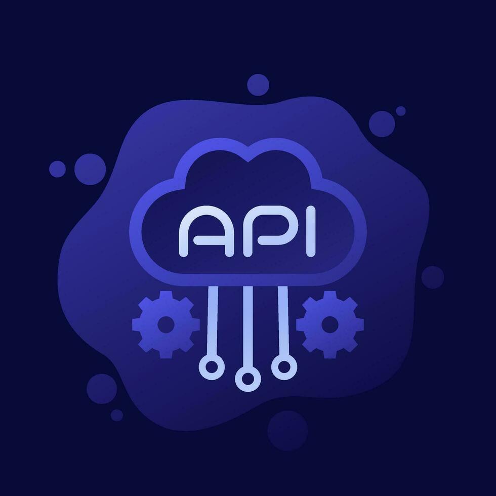 nube API, software integración icono, vector diseño