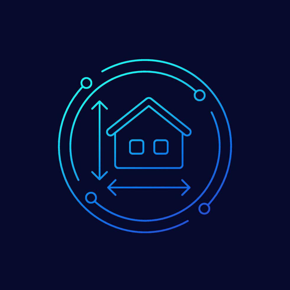 building size icon with a house, linear design vector