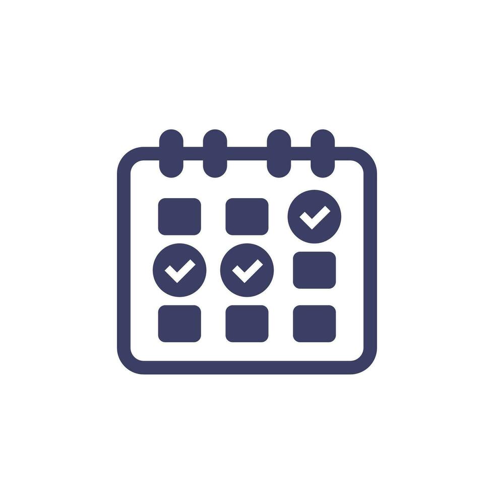 calendar, schedule icon with check marks vector