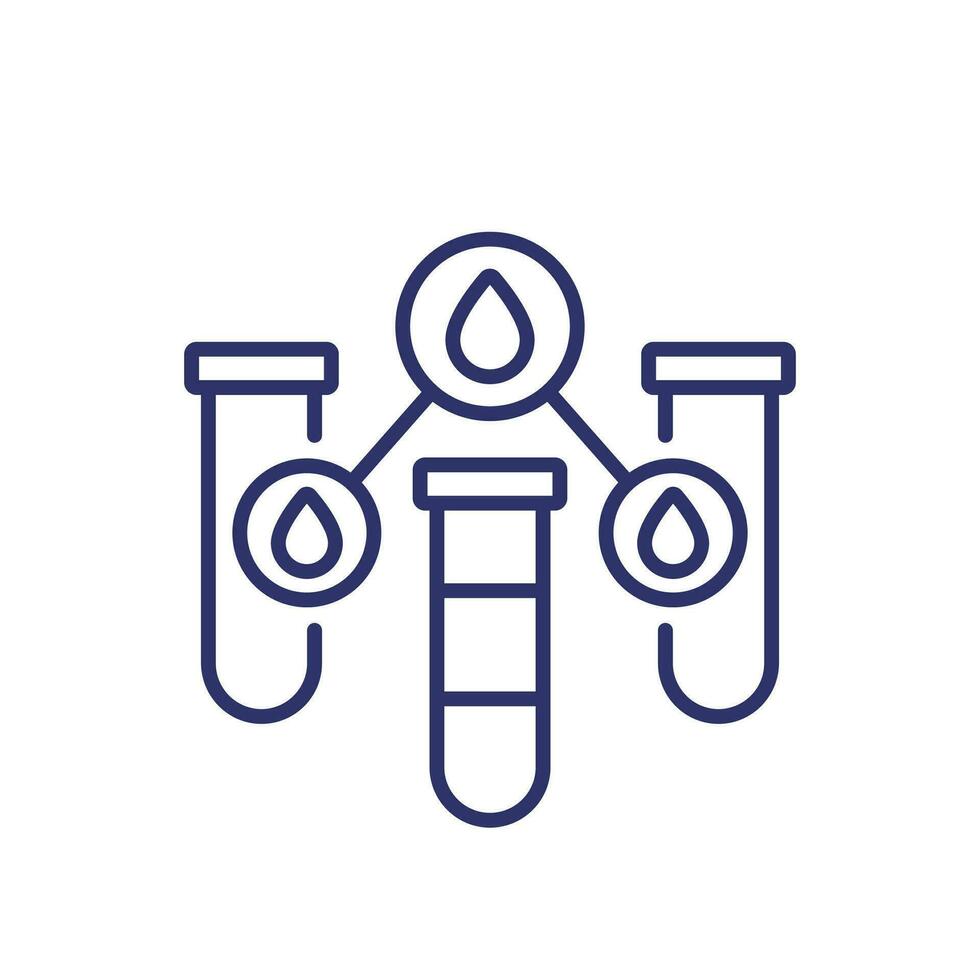 water testing line icon with test tubes vector