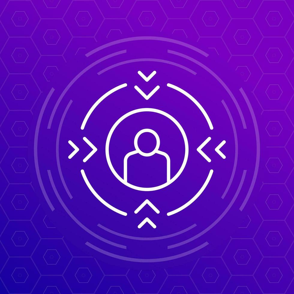 Focus on client icon, linear design vector