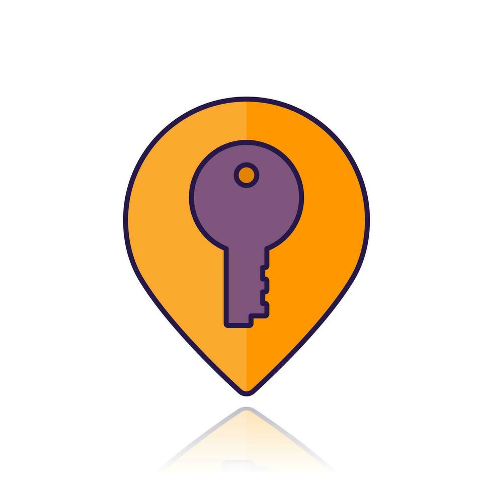 key and marker icon with outline vector