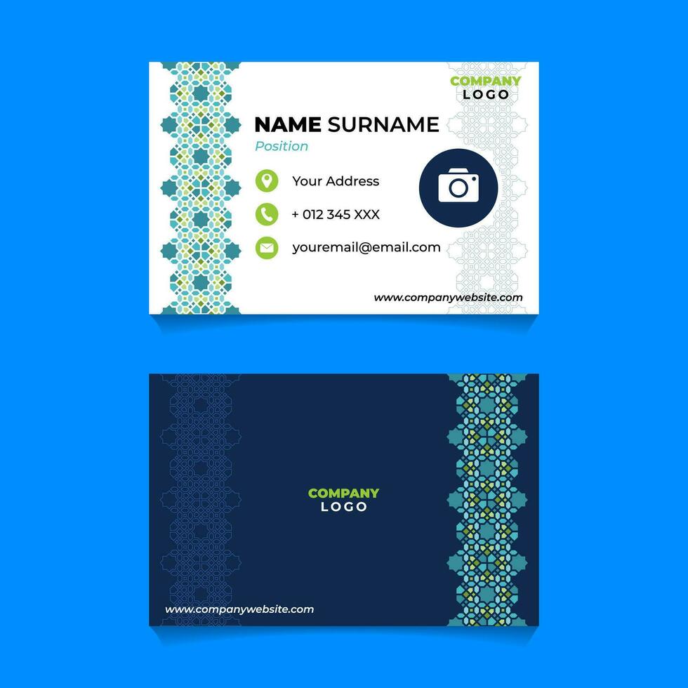 Islamic Ornament Name Card Design for Business or Company vector