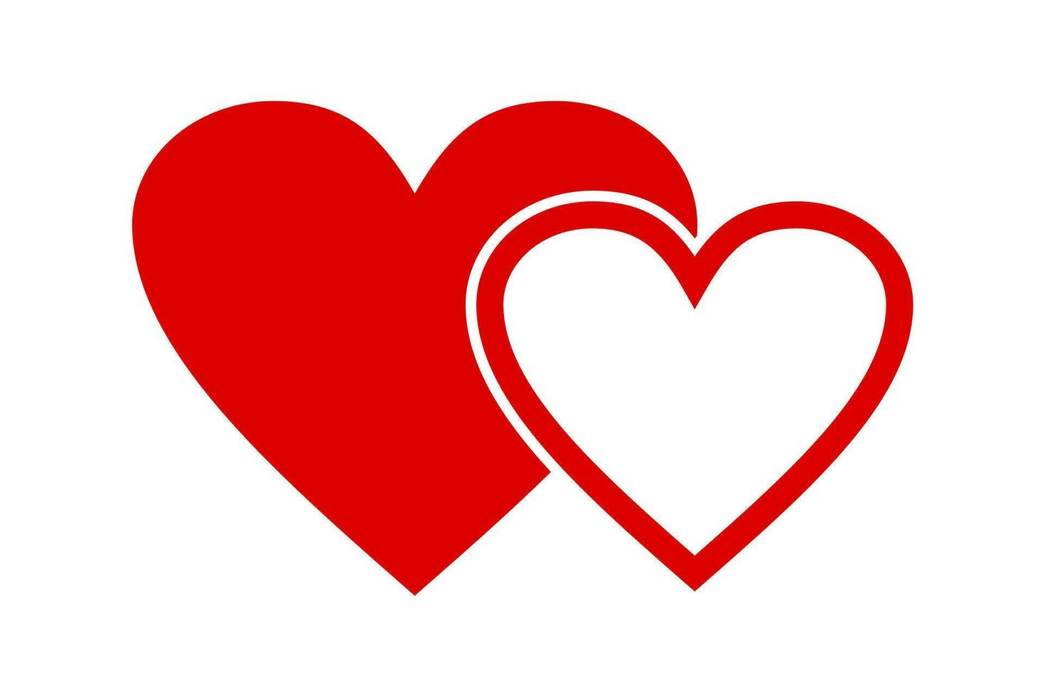 dos corazones conectado. entrelazado dos corazones icono. amor diseño elemento. vector