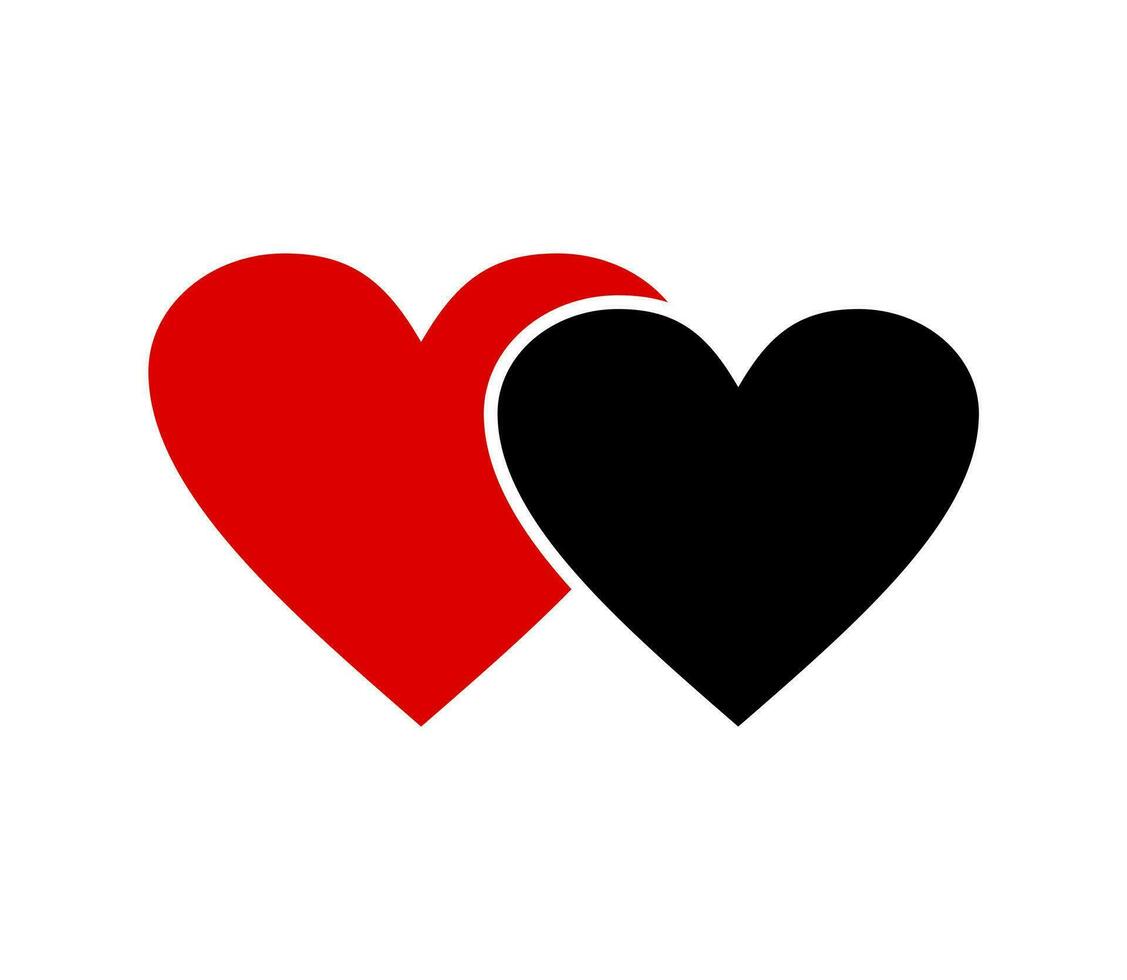 Two hearts connected. Interlocked two hearts icon. Love design element. vector