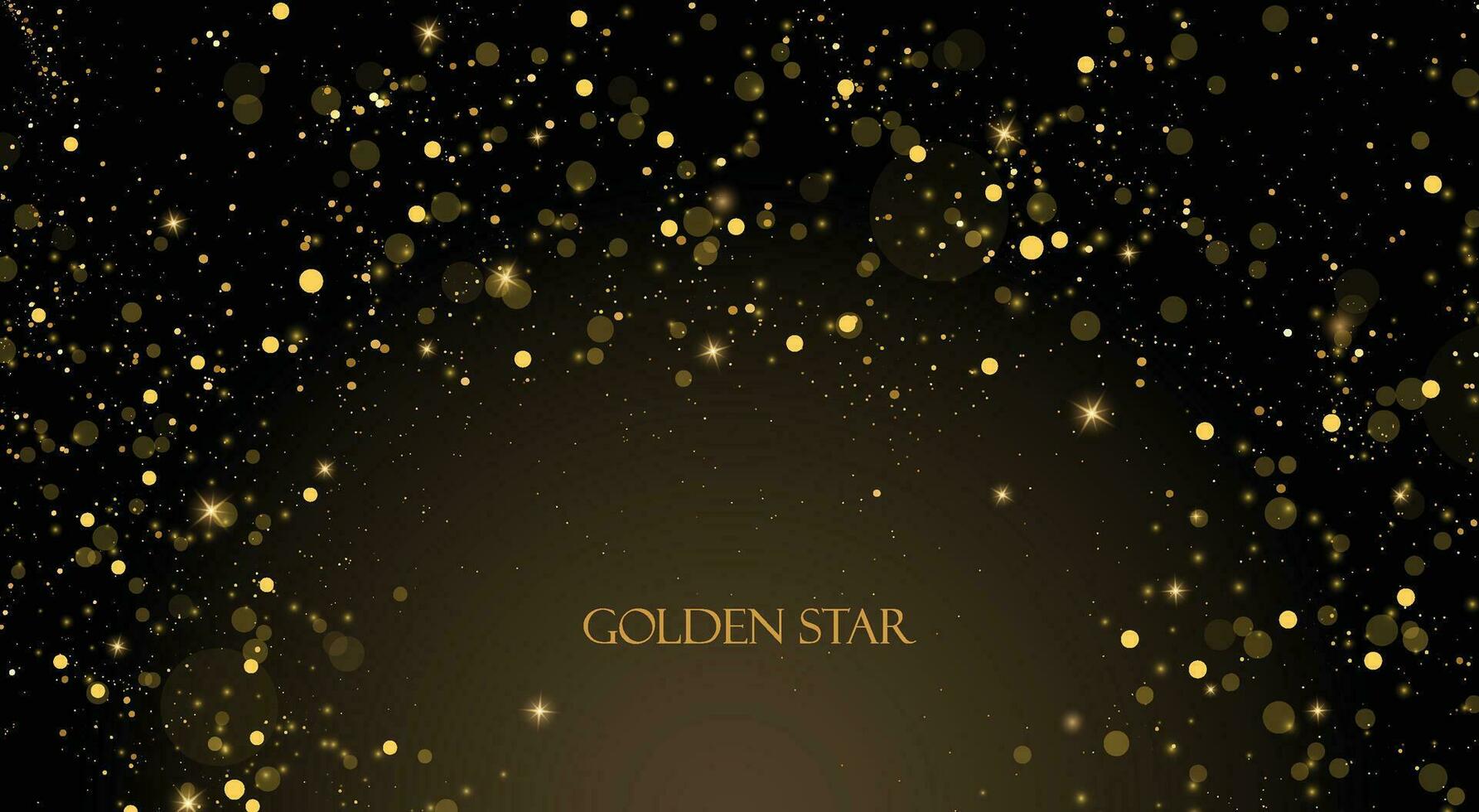 Golden sparkle background design in dark color. vector