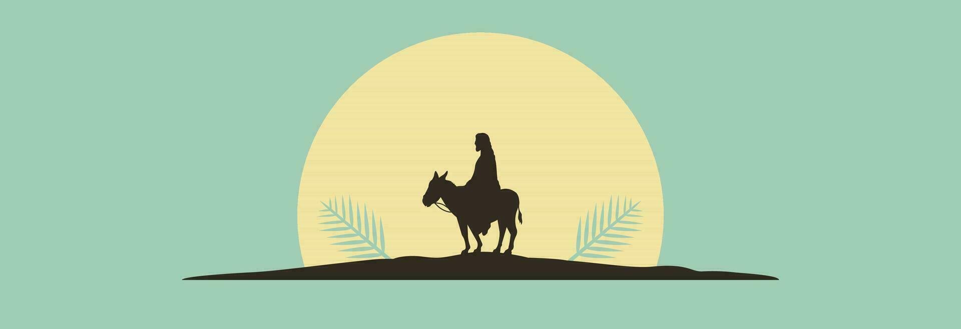 Jesús Cristo es sentado en un burro. vector