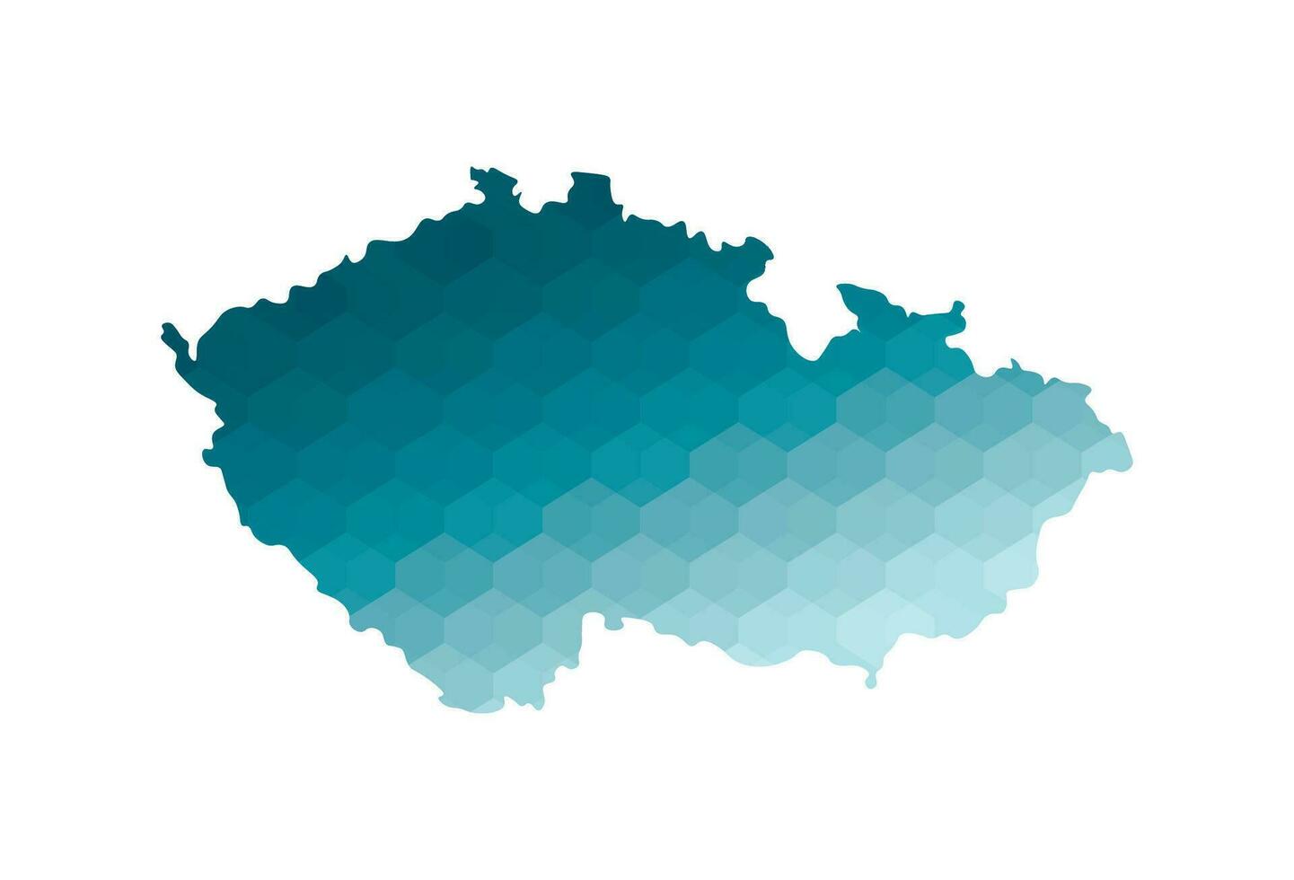 Vector isolated illustration icon with simplified blue silhouette of Czech Republic map. Polygonal geometric style. White background.