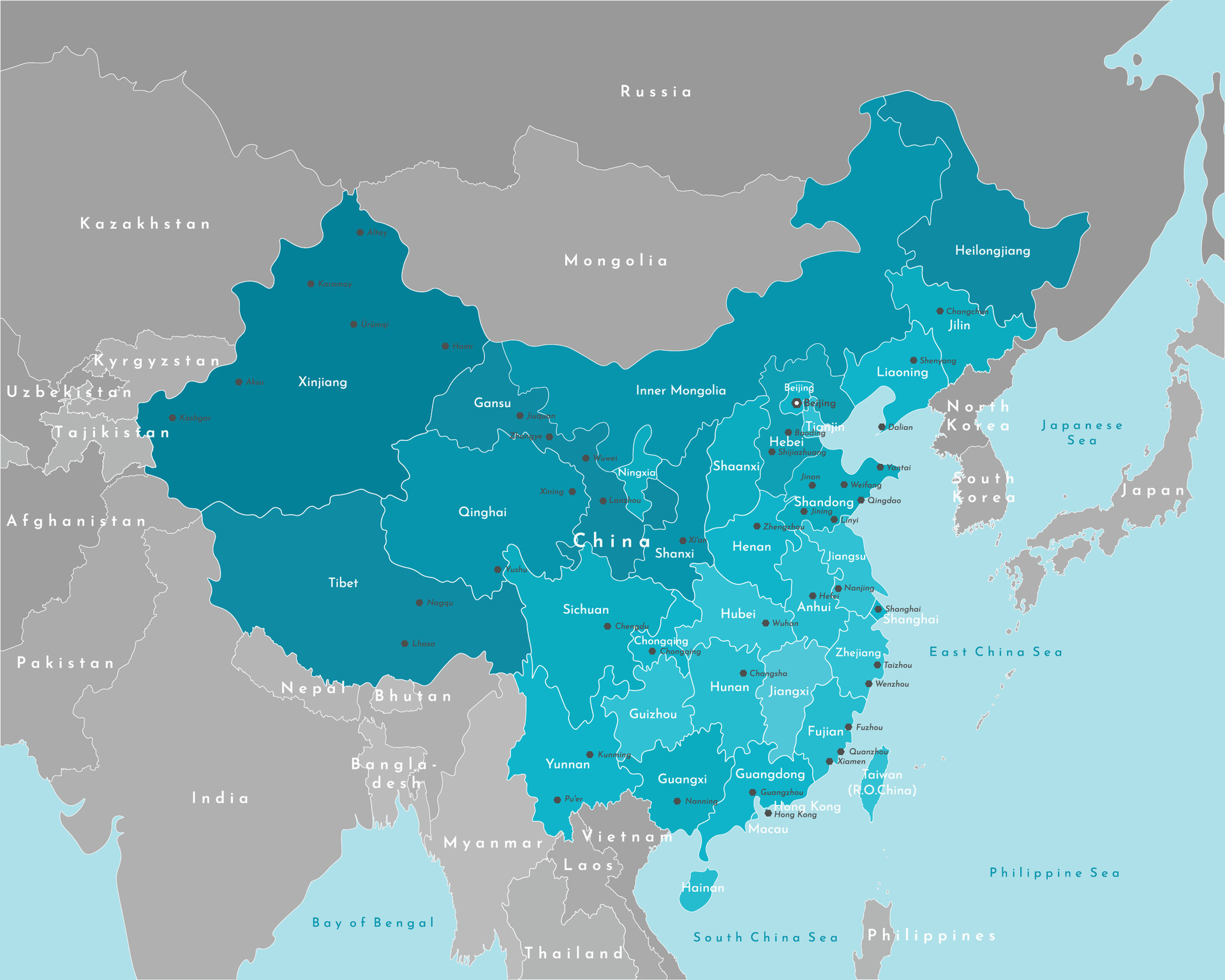 Vector Modern Illustration Simplified Geographical Map Of China And vector-modern-illustration-simplified-geographical-map-of-china-and