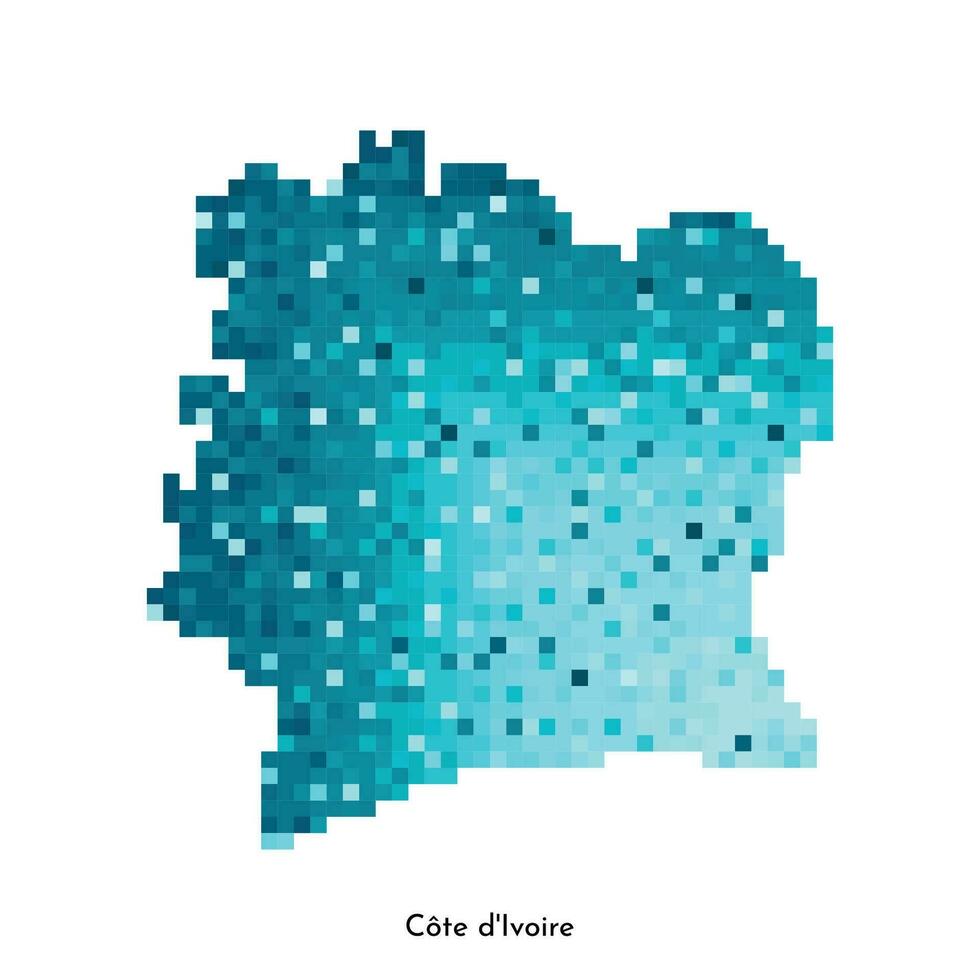 vector aislado geométrico ilustración con sencillo glacial azul forma de Marfil costa, redil divore mapa. píxel Arte estilo para nft modelo. punteado logo con degradado textura para diseño en blanco antecedentes