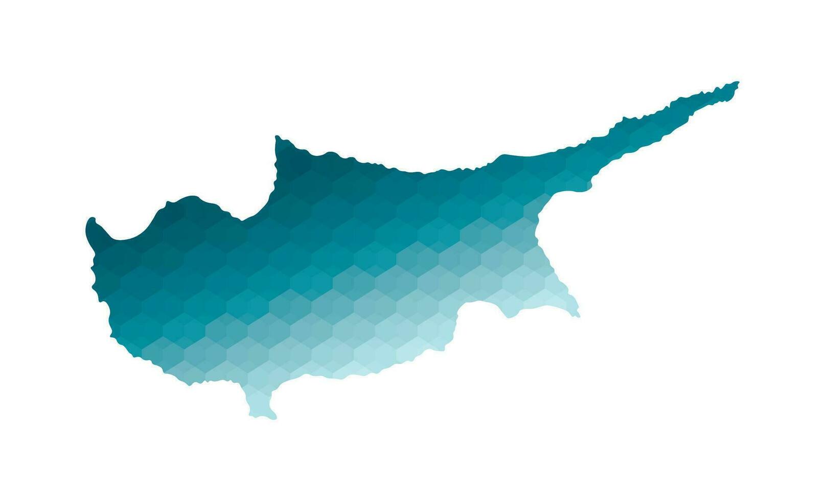 Vector isolated illustration icon with simplified blue silhouette of Republic of Cyprus map. Polygonal geometric style. White background.
