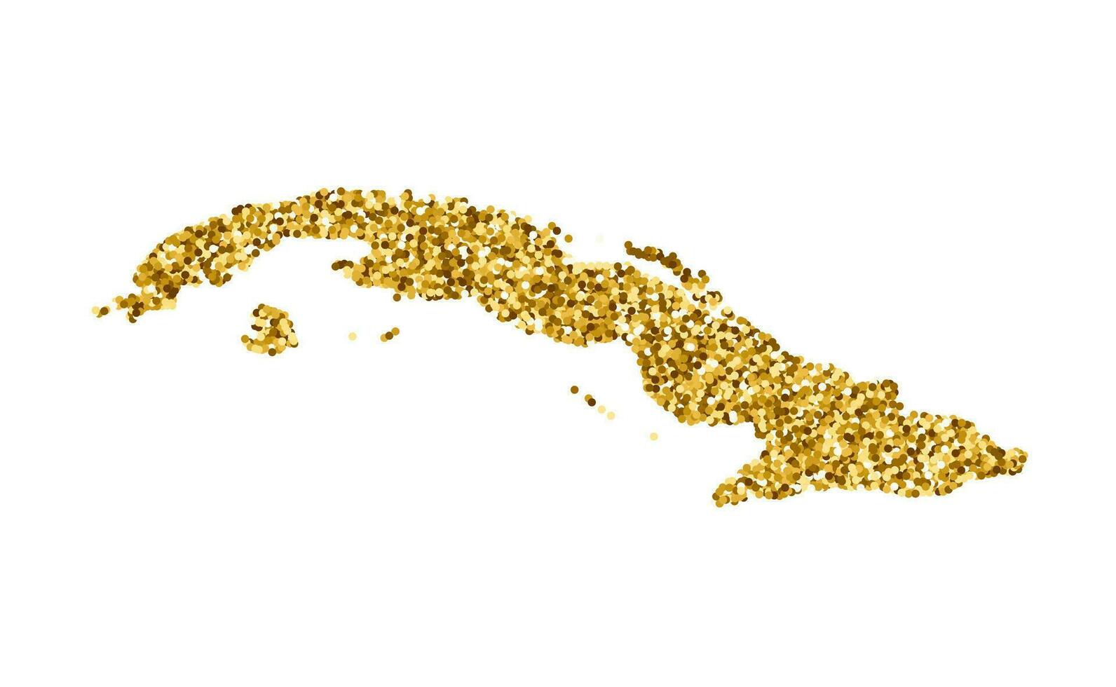 vector aislado ilustración con simplificado Cuba mapa. decorado por brillante oro Brillantina textura. Navidad y nuevo año Días festivos decoración para saludo tarjeta.