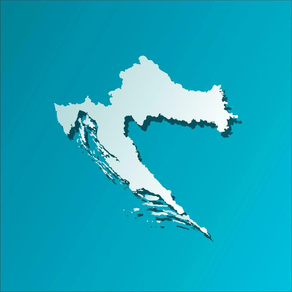 Vector isolated simplified illustration icon with blue silhouette of Croatia map. Dark blue background