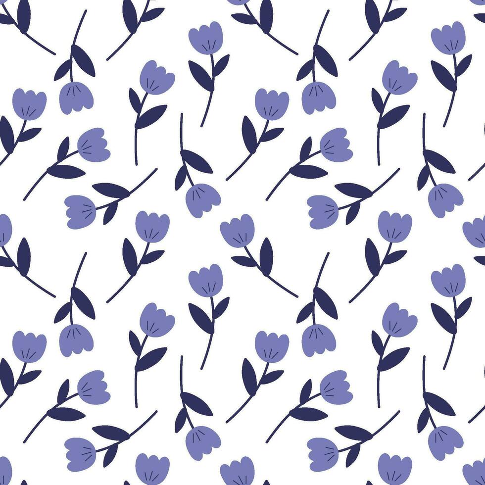 Seamless floral pattern. Lilac flowers in a chaotic order. For clothing, wallpaper, wrapping paper. vector