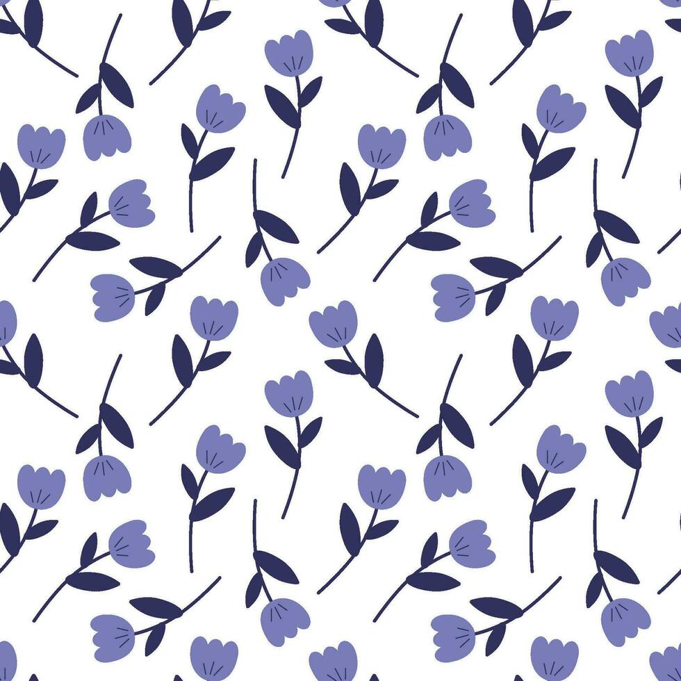 Seamless floral pattern. Lilac flowers in a chaotic order. For clothing, wallpaper, wrapping paper. vector