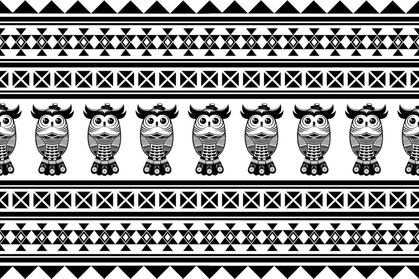 Seamless pattern with black and white tribal animals. Vector illustration.