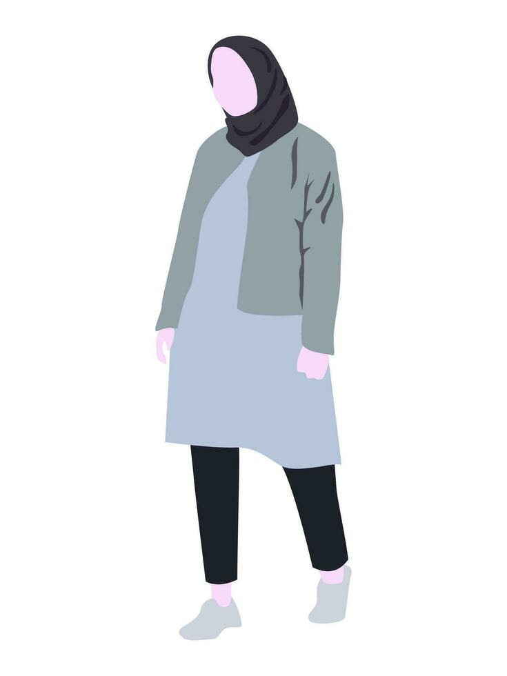 niña en hijab calle estilo vector