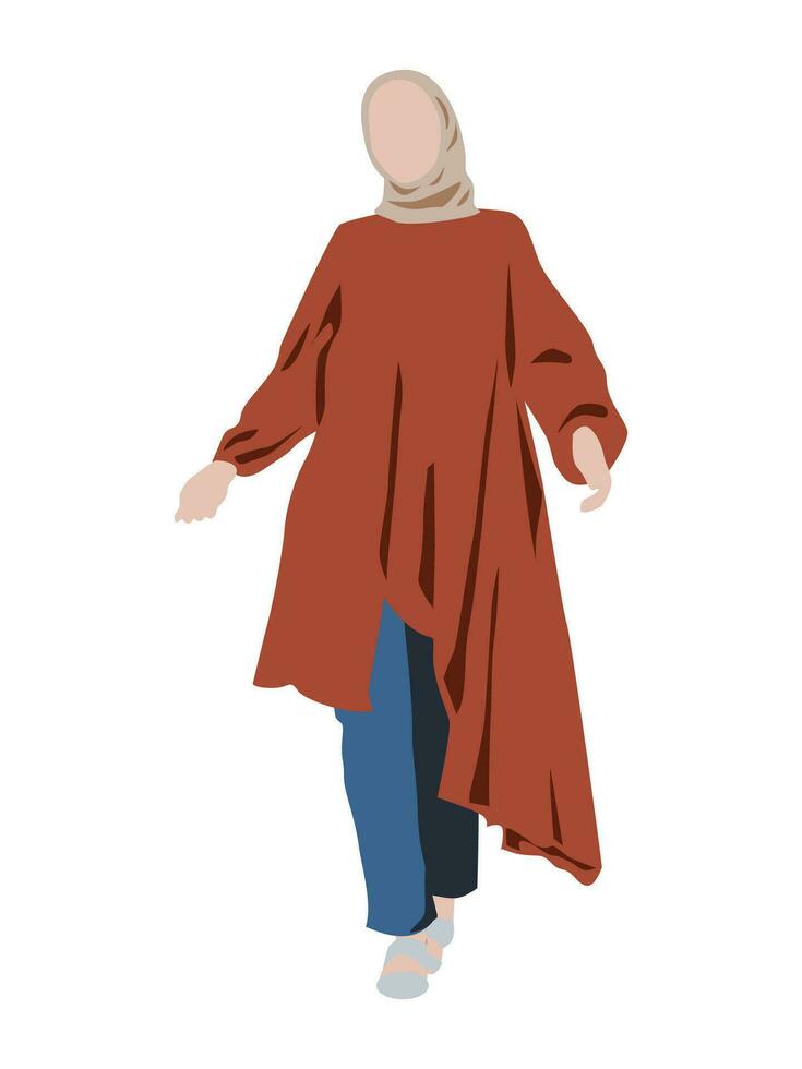 musulmán mujer en hijab calle estilo vector