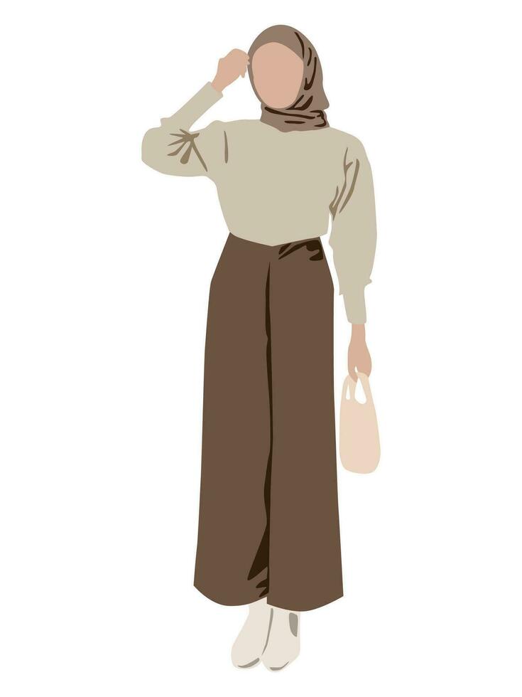 ilustración de musulmán niña en de moda hijab estilo vector