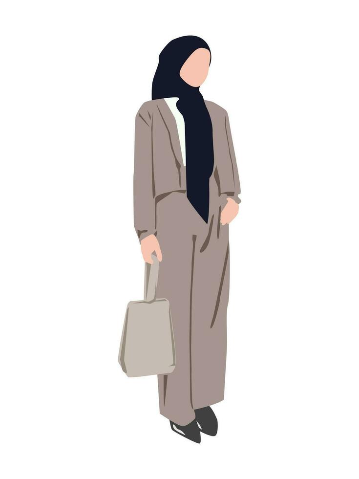 trabajando mujer estilo en hijab vector