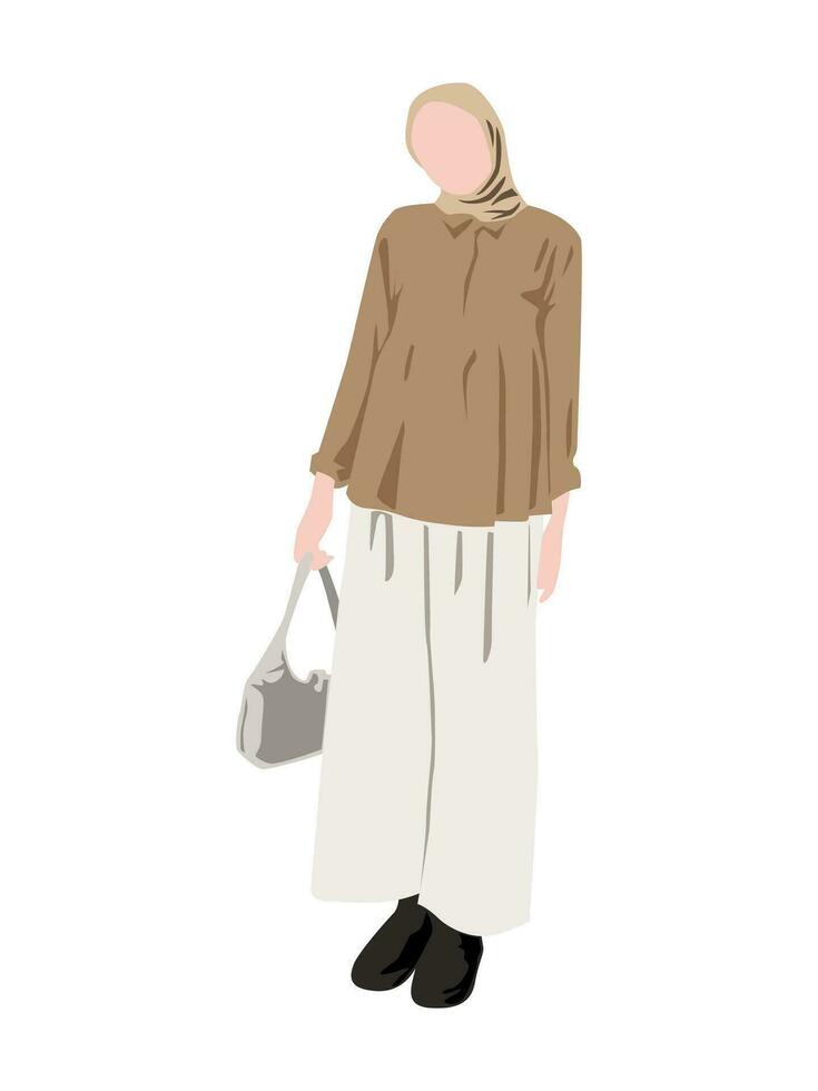 Casual hijab style for working woman vector