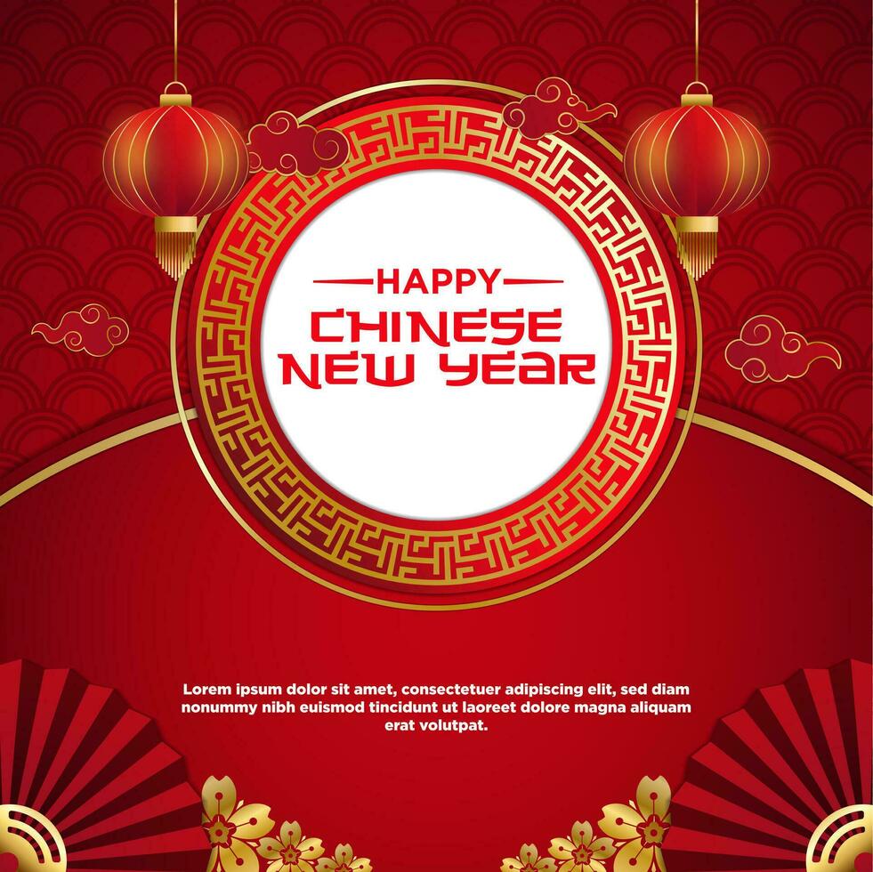 Vector Chinese New Year Festival Celebration Square Template