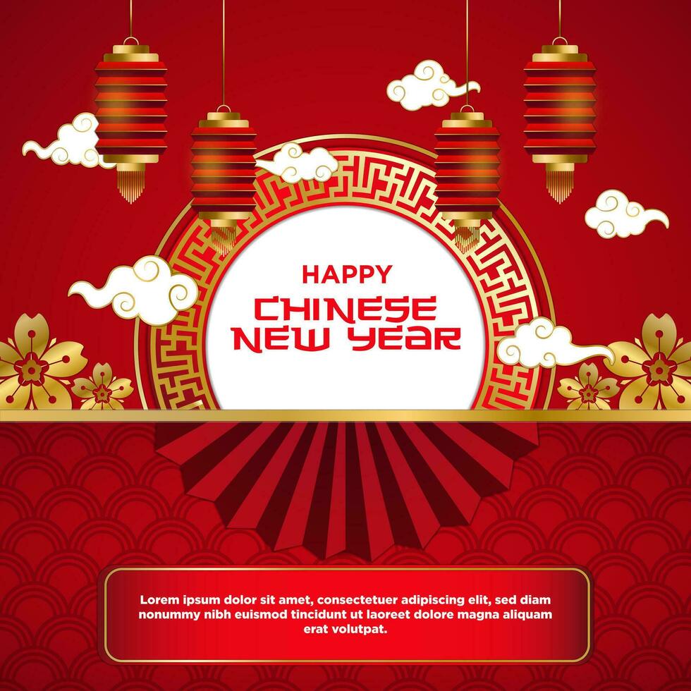 Vector Chinese New Year Festival Celebration Square Template