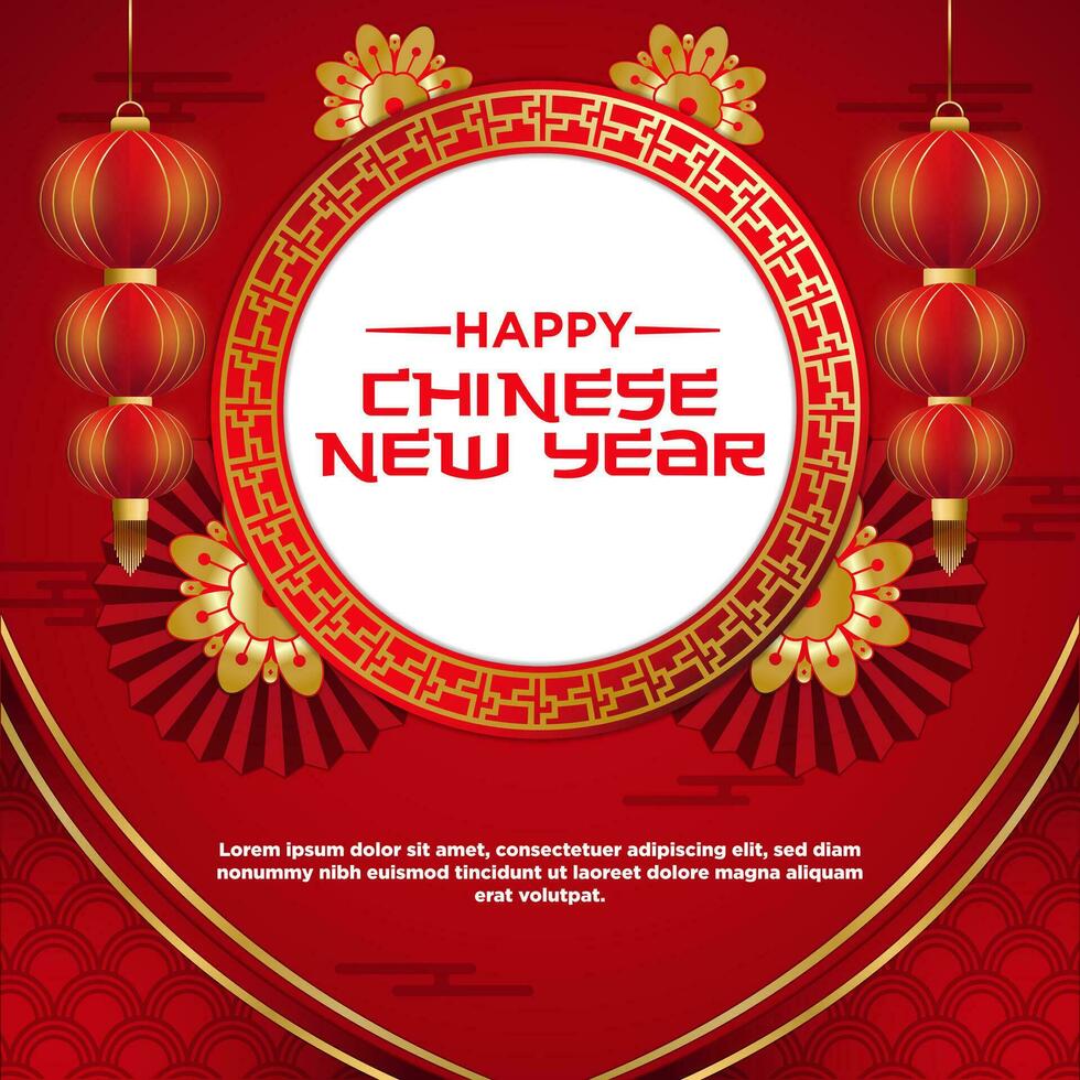 Vector Chinese New Year Festival Celebration Square Template