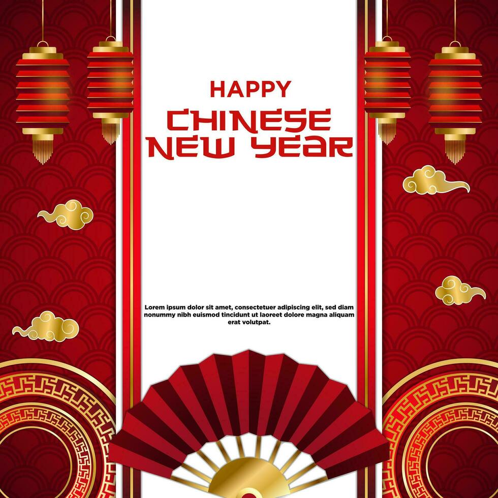 Vector Chinese New Year Festival Celebration Square Template