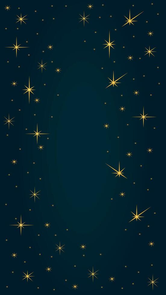 Abstract golden star sky vertical background vector illustration