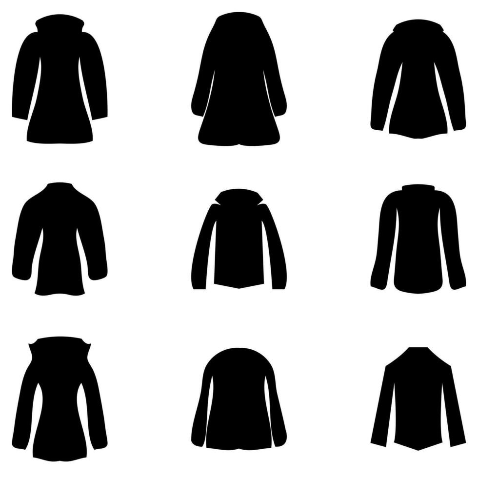 Simple clothes silhouette set icon. Vector fashion flat style