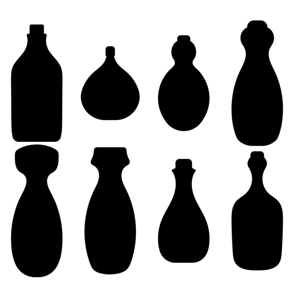 Black bottle silhouette vector set