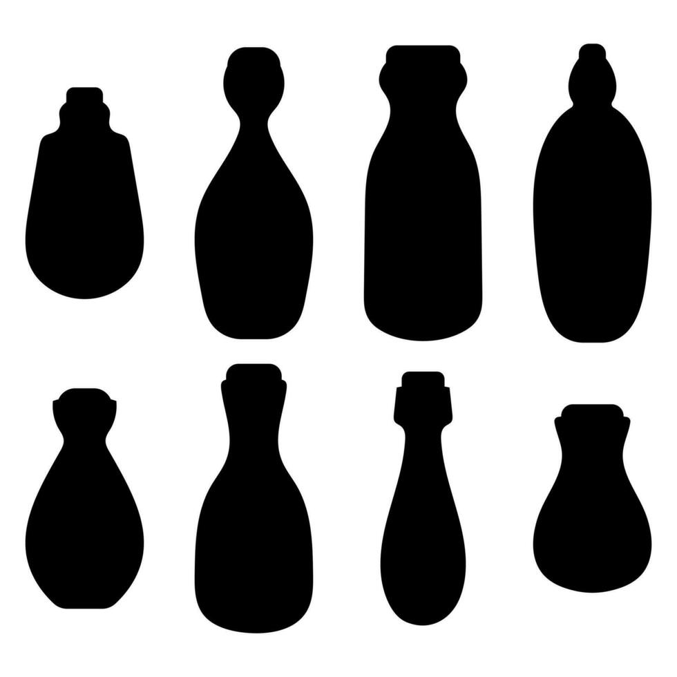 Black bottle silhouette vector set