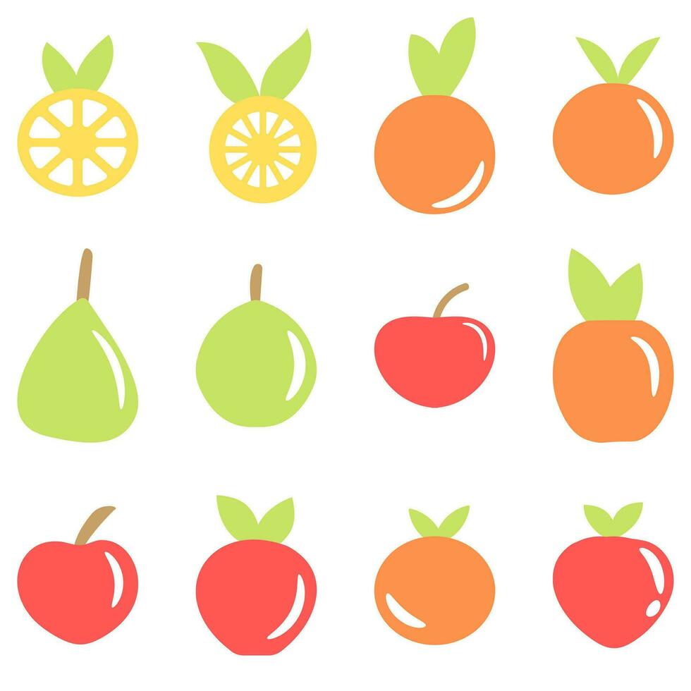 Fruit set icon. Food vector