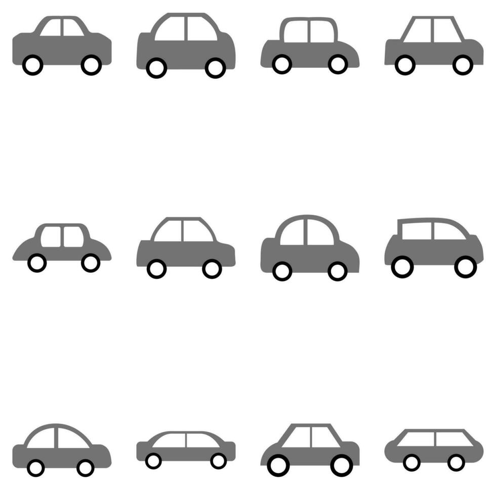Simple cute car doodle icon set. Vector automotive vehicle in flat style