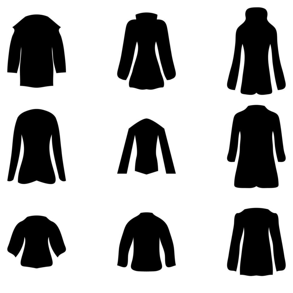 Simple clothes silhouette set icon. Vector fashion flat style
