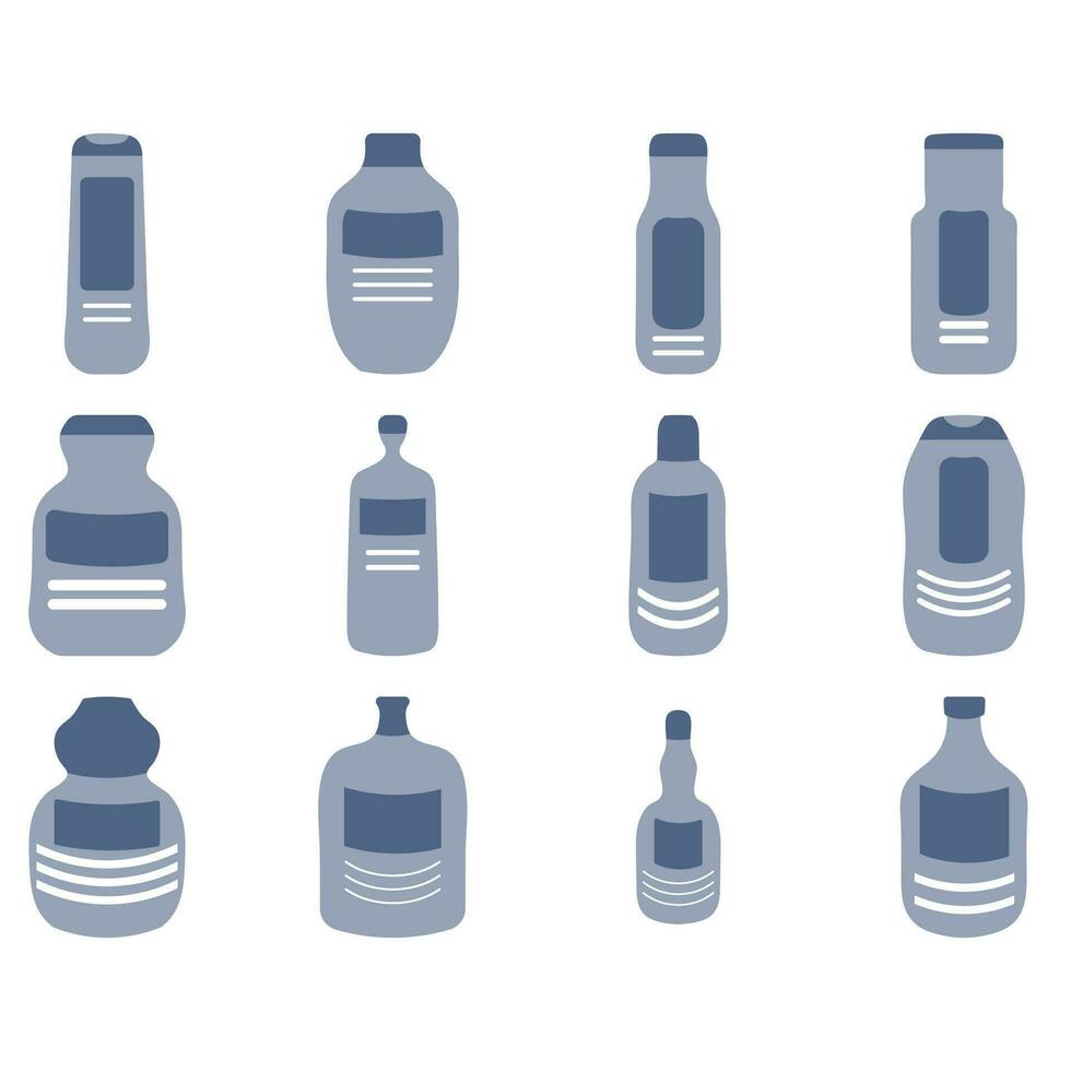 Skin care bottle set icon. Beauty vector