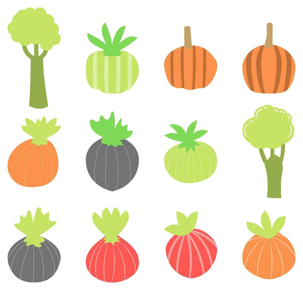 Vegetable set icon. Food ingredient vector