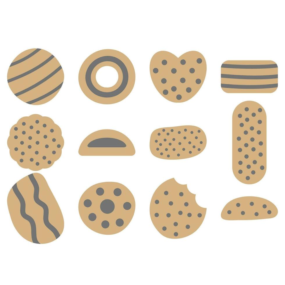 galleta conjunto icono. plano estilo comida vector.txt vector