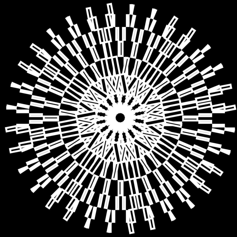 resumen vector geométrico modelo en el formar de blanco líneas y guiones arreglado en un circulo en un negro antecedentes