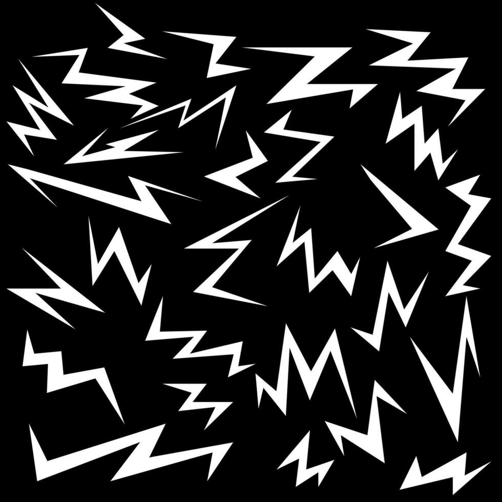 Vector abstract pattern in the form of white zigzags and lines on a black background