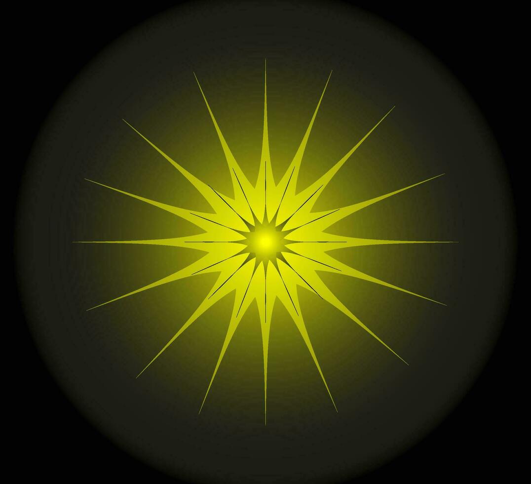 Original vector pattern in the form of a golden glowing star on a dark background