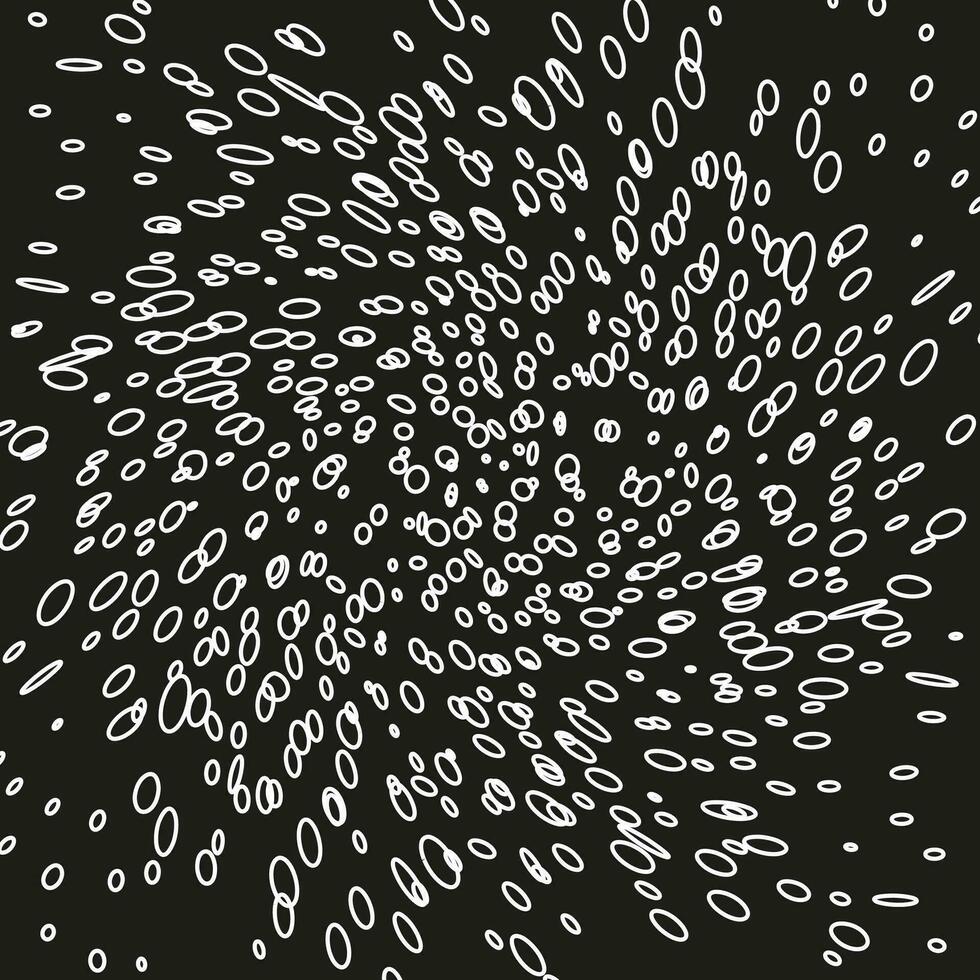 Original abstract vector pattern in the form of white contour circles on a black background